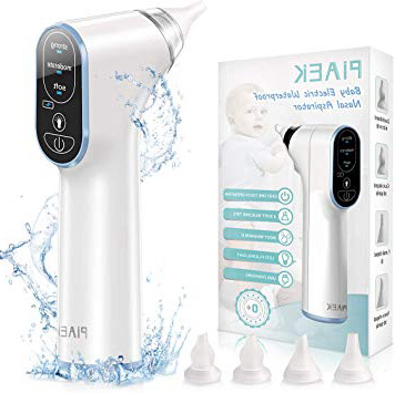 Aspirador Nasal Bebes Electrico Impermeable Aspirador de Nariz con Carga USB con 4 tamaños Puntas de silicona 3 niveles de succión para Recién Nacidos,Niños Pequeños y Infantil