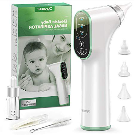 Aspirador Nasal Bebe Electrico, DynaBliss U8 de Carga USB con 3 Niveles de Succión 4 Tamaños con Puntas Nasales de Regalo, Frascos y Cepillo Limpio