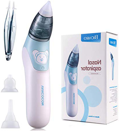 Bichiro Aspirador nasal, limpiador de nariz eléctrico para bebé y removedor de cera del oído con 3 boquillas de lechón reutilizables para recién nacidos, niños pequeños y bebés