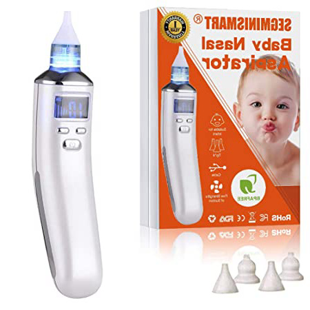 Aspirador Nasal para bebés,Aspiradores Nasales,Aspirador de Nasal Eléctrico,Pantalla LCD de carga USB con 5 niveles de succión 4 tamaños Puntas de silicona,Portátil aspirador nasal para Recién Nacidos