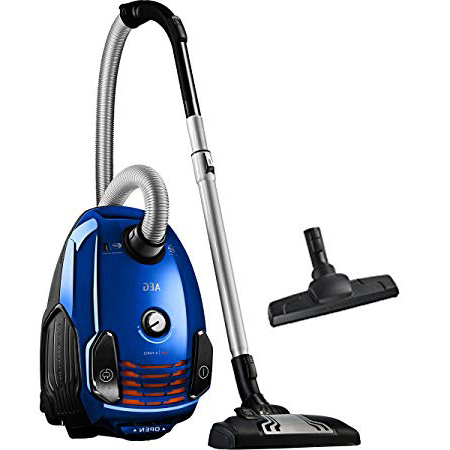 AEG VX6-2-IS-P Aspiradora de Trineo Con Bolsa de Potencia, Ruedas 360º, Filtro Especial Alergias, Radio de acción de 9m, 77dB de Ruido, Cepillos Suelos Duros, Cepillo Parquet,800W, Azul