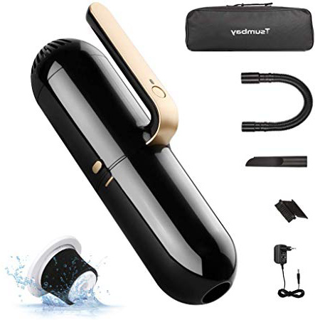 Tsumbay Aspiradora de Mano sin Cable, Aspirador Mano sin Cable Potente 7000PA con Filtro de HEPA, Aspiradora en Seco y Húmedo, Batería de 2500mAh, Aspirador Inalámbrico Portátil con 3 Boquillas