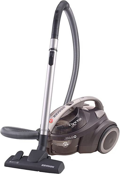 Hoover Sprint Evo SE41 - Aspirador sin bolsa, Sistema ciclónico, Filtro EPA, Cepillo para suelos duros y alfombra, 700W, Depósito fácil de vaciar 1,5L, 80dBA, Cable 7,5m, Potencia fija, Gris