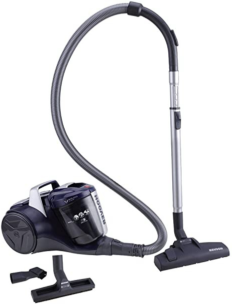 Hoover Breeze BR20 - Aspirador sin bolsa, Aspirador ciclónico, Filtro EPA, Cepillo para parquet, Cepillo suelos duros y alfombra, 700W, 78dBA, Depósito 2L, Potencia fija, Cable 8m, Azul