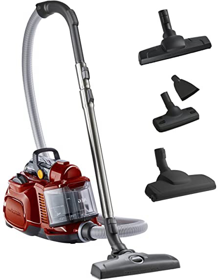 AEG LX7-2-CR-A Aspiradora de Trineo Sin Bolsa Cepillo Mascotas, Gran Filtración, Fácil Vaciado, Radio de acción de 9m, 72dB de Ruido, Cepillo Turbo, Cepillo Parquet, 750W,Depósito de 1.4L, Rojo