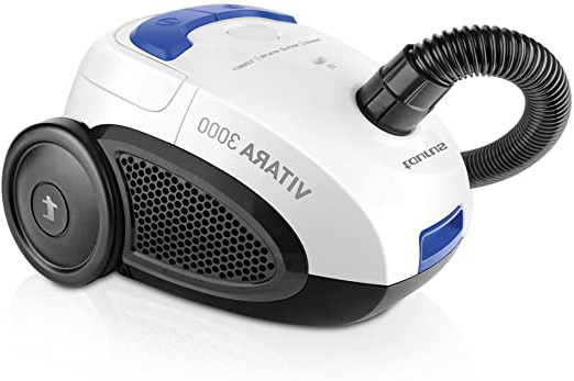 Taurus NEW-948.129 Vitara 3000 New-Aspiradora con bolsa (diseño compacto, sistema Energy Eco, filtro lavable, capacidad 2 l), blanco, azul y negro, 700 W, 2 litros, 80 Decibelios, Acero Inoxidable