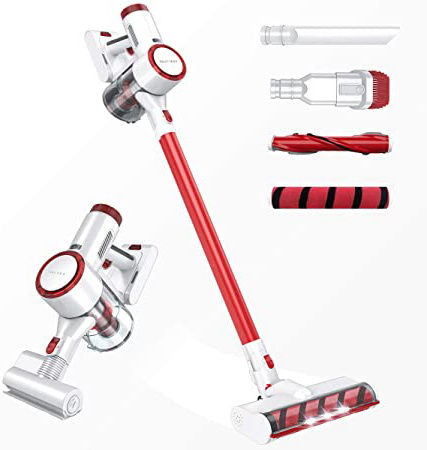 HONITURE Aspiradora Escoba sin Cable, Aspirador sin Cable Potente 25000pa, 350W Motor Digital Brushless,2600mAh Batería Extraíble, Eliminación de ácaros,Cepillo Electrico Luz LED, Dobles Filtros HEPA