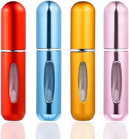 ZWOOS 4 Pieza Atomizador Perfume Recargable, 5ml Botella Vacío Pulverizador Viaje en Bolso, Bomba Recargable Perfume Spray Frasco