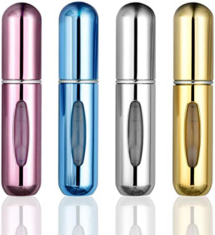 Wodasi Atomizador Perfume Recargable, 4 Piezas Botella de Perfume de Viaje Portátil Recargables Botellas de Spray Atomizador, 5 ml Botella Vacío de Perfume de Viaje