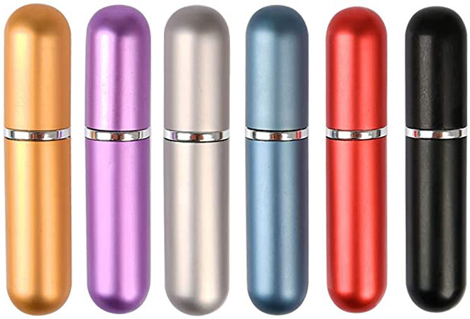 TIMESETL 6pcs Atomizador de Perfume, 5 ML Botella Vacío Pulverizador del Perfume de Atomizadores Bomba Recargable Dosificador de Perfume Spray Frasco para Viaje