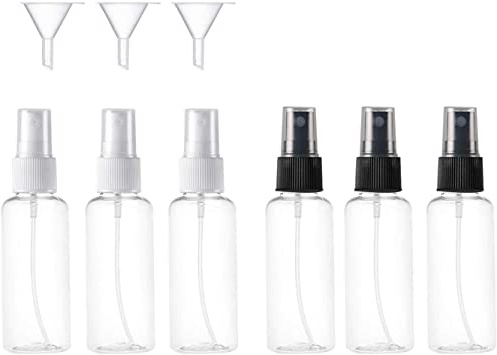 6 PCS *50ml Botella de Viaje Transparente, Vockvic Juego de Botellas de Spray de Atomizador de Viaje Fine Mist para Artículos de Aseo Líquidos, Maquillaje Cosmético