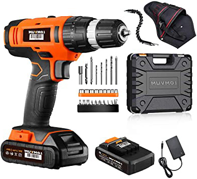 Taladro Atornillador 20V, LOMVUM Taladro con Percusión de Función, 2 * 2,0Ah Batería de Litio,Maxima Torsión 33N.m, Luz LED, 1h Carga Rápida, 27 Accesorios