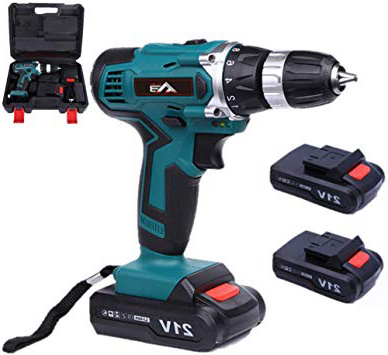 Flybiz 1650/min Taladro Atornillador 21V, Broca,Taladro sin cable con luces led, Velocidad ajustable Destornillador Eléctrico avanzado, con cargador y 2pcs batería 1.5 Ah