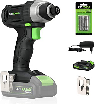 GALAX PRO Atornillador de impacto, 100 Nm 20V 1.3 Ah Baterías Li-Ion, con Cargador, Velocidad Variable 0-2800RPM, 0-3000IPM, 6.35mm Mandril de Metal Autoblocante /GP95307