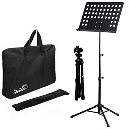 Malayas® Atril de Orquesta, Trípode de Orquesta, Atril para Partitura, Soporte de Orquesta de Musica, Ajustable Altura 80-160cm y Plegable Trípode con Bolsa Negro