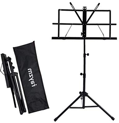Rayzm Stand/Atril para partituras plegable y portátil con bolsa de transporte, altura ajustable, Peso máximo 1.5Kg, Ligero y Compacto para Viajes o Desplazamientos