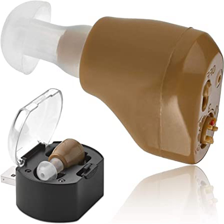 Mini amplificador auditivo NewEar recargable.