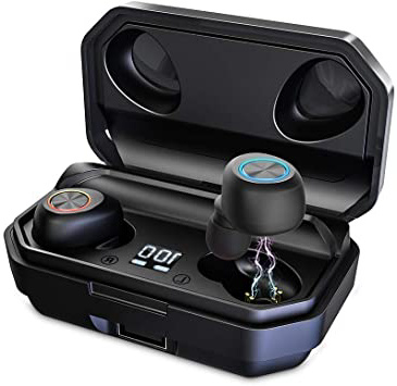 Auriculares Bluetooth 5.0, 1Mii Auriculares Inalámbricos TWS 150H Larga Duración con Caja de Carga, Audífonos In-Ear Bluetooth Estéreo con Micrófono Resistente al Agua IPX5 para iPhone/Android, Negro