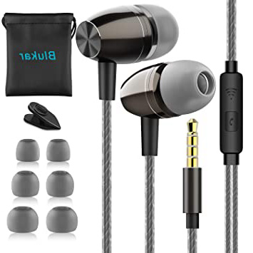 Blukar Auriculares In Ear, Auriculares con Cable y Micrófono Headphone Sonido Estéreo Aislamiento de Ruido para Huawei, XiaoMi, Samsung, PC, MP3/MP4 y Todos los Dispositivos de Auriculares de 3.5 mm