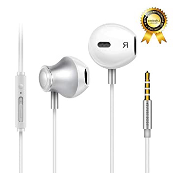 Auriculares,Auriculares con micrófono, Sistema de cancelación de Ruido y Sonido Envolvente. Compatibles con iOS Sistema,Samsung,Android y PC (Blanco)