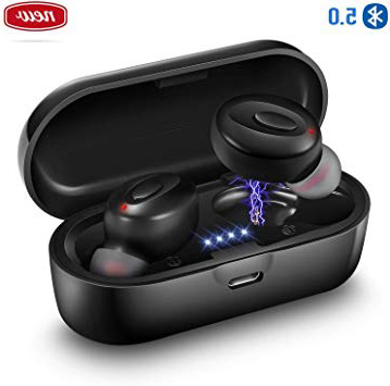 Auriculares Bluetooth, 2019 nuevos Auriculares inalámbricos Bluetooth teléfonos estéreo en la Oreja con Estuche de Carga portátil para iOS y Android (Negro-6)