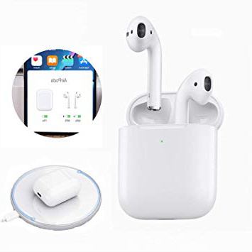 2019 Nuevo Toque Auriculares Bluetooth, Auriculares Inalámbricos Bluetooth 5.0 con Micrófono 3D Estéreo y Estuche de Carga portátil para iOS Android PC Sport,Support Carga inalambrica (Blanco-72)