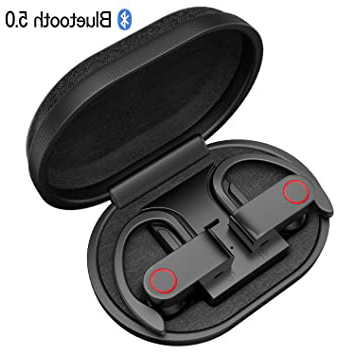 Auriculares Bluetooth Deportivos, iAmotus Auriculares Inalámbricos Bluetooth 5.0 Mini TWS Estéreo In-Ear Cascos Bluetooth Inalambricos con Caja de Carga Portátil para iPhone y Android Negro