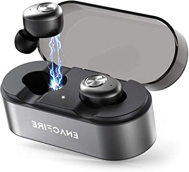 Auriculares Bluetooth, ENACFIRE E18 Plus Auriculares inalámbricos Mini Twins APTX HD In-Ear Sport Bluetooth 5.0 con Caja de Carga inalámbrica Portátil Y Micrófono Integrado 48h reproducción, IPX8
