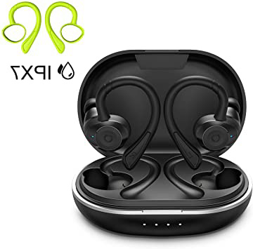 HolyHigh Auriculares Bluetooth 5.0 Inalámbricos Deportivos Auriculares In-Ear Impermeable IPX7 6+30H Autonomía Auto-On/Off Emparejamiento Siri Sonido Estéreo con Mic para iPhone Android