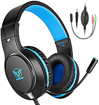 Cocoda Cascos Gaming, Auriculares Gaming PS4 para PS3/PC/Xbox One/Nintendo Switch/Laptop, Auriculares Microfono Estéreo con Bass Surround Cancelacion Ruido, 3.5mm Jack, Control de Volumen