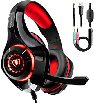 







Auriculares Gaming Premium Stereo con Microfono para PS4 PC Xbox One, Cascos Gaming con Bass Surround Cancelacion Ruido, Diadema Acolchada y Ajustable, Microfono Unidireccional (Tiene un adaptador)






