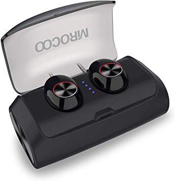 MIROCOO V6 Auriculares Bluetooth 5.0, TWS Mini In Ear Auriculares Bluetooth Inalámbricos Cascos Deportivos Auriculares, HiFi Estéreo 125 Horas Reproducción, IPX6 con Mic y Caja de Carga 3000mAh