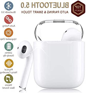 Bluetooth 5.0 Auriculares Inalámbrico HiFi Reducción de Ruido Subwoofer Deportivo Auriculares estéreo en la Oreja con Llamada Manos Libres para Android/Samsung/iPhone/Apple Airpods Pro