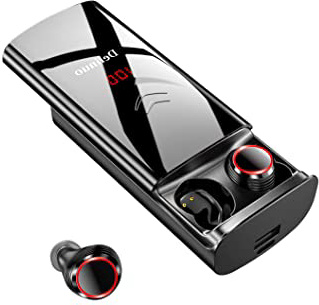 Delinuo Auriculares Inalámbricos Bluetooth 5.0, Auriculares Bluetooth Estéreo Hi-Fi Sonido IPX6 Resistentes al Agua, 260H Autonomía 6000mAh Estuche de Carga para iPhone y Android