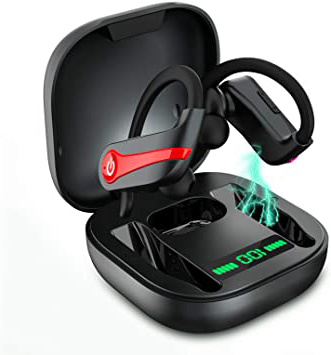 Auriculares Bluetooth Deportivos Auriculares Inalambricos Running IP7 Impermeable Cascos Bluetooth V5.1 In-Ear, Correr con Micrófono Caja de Carga, Cancelación de Ruido Gimnasio,Viajes,Deporte