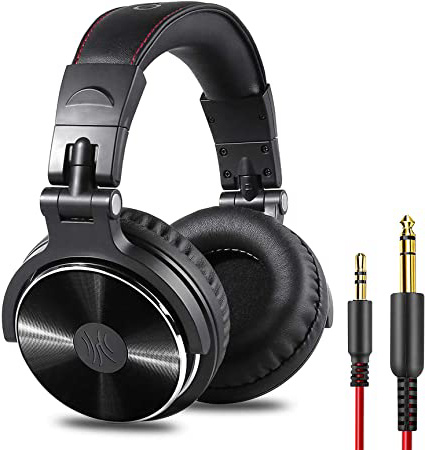 Auriculares para DJ OneOdio, auriculares de estudio, auricular sobre la oreja, auriculares estéreo de alta calidad con cable con micrófono, auriculares cómodos plegables con orejeras de proteínas