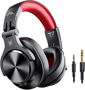 OneOdio Fusion A7 Auriculares Inalámbricos Bluetooth Auriculares de Estudio, Cascos Diadema Cerrado 90°Ajustable, con Jack de 6,3 mm y 3,5 Profesional Auriculares para grabación y Seguimiento DJ