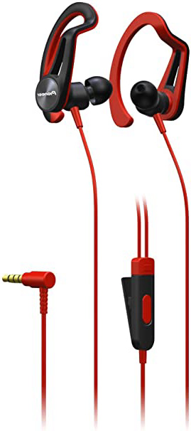 Pioneer E5T de R Auriculares deportivos con 7 horas de tiempo de unidad, schweis sresitent, impermeable rojo