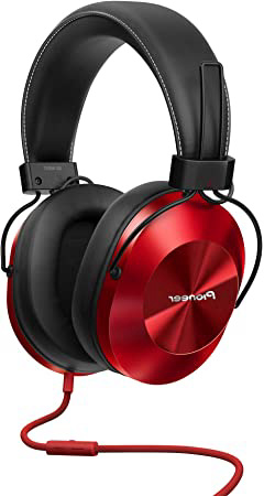 Pioneer SE-MS5T-R - Auriculares de tipo diadema (HiRes, power bass, micrófono, control de Smartphone), colo Rojo