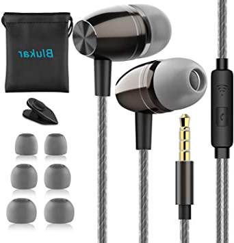 Blukar Auriculares In Ear, Auriculares con Cable y Micrófono Headphone Sonido Estéreo Aislamiento de Ruido para Huawei, XiaoMi, Galaxy, PC, MP3/MP4 y Todos los Dispositivos de Auriculares de 3.5 mm