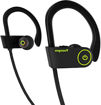 HolyHigh Auriculares Bluetooth Deportivos,Auriculares Inalámbricos In-Ear Yuanguo2 Correr con Micrófono Anti-Sudor, Duración 8H,Cancelación de Ruido Gimnasio-Negro