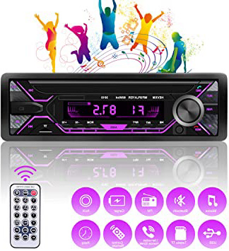 RIRGI Autoradio Bluetooth, Radio de Coche 4 x 60W, Soporta Llamadas Manos Libres MP3/FM/AM/SD/AUX/USB Archivo y Control Remoto Inalámbrico