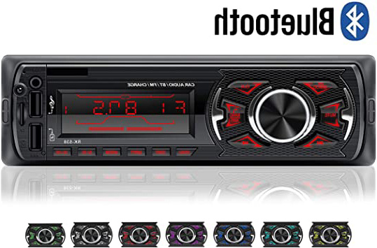LSLYA Coche Stereo Retroiluminación de 7 colores Llamadas manos libres Bluetooth Radio FM Reproductor de MP3 compatible con control remoto del volante / carga rápida / disco U / AUX / USB