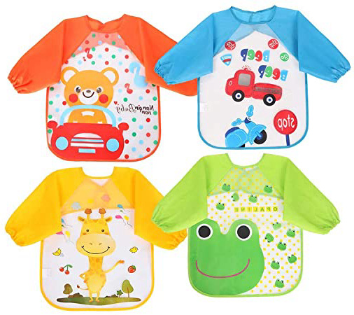 Vicloon Baberos del Bebé Impermeable,4pcs