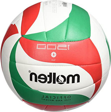 Molten VM1500 - Balón de Voleibol Intanfil, Blanco, Rojo y Verde, Talla 4