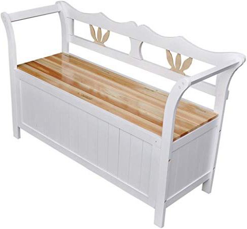 mewmewcat Banco de Almacenamiento de Madera Banco de jardín de 3 Plazas Banco Arcón Exterior 126x42x75cm