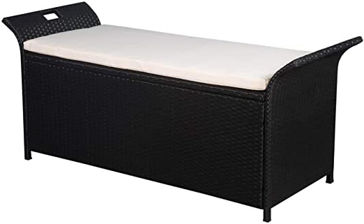 vidaXL Banco Almacenaje Ratán Sintético 138x50x60 cm Negro Crema Asiento Casa