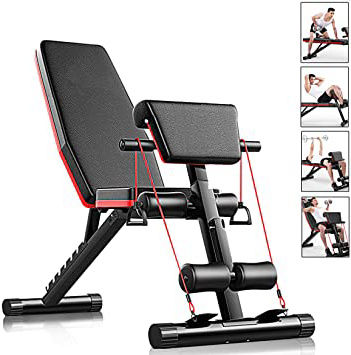 Banco de pesas ajustable AJUMKER, 4 en 1, para entrenamiento en casa, gimnasio, levantamiento de pesas, banco para entrenamiento de piernas, 7 ajustes de ángulo de inclinación