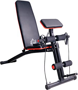 HOMCOM Banco de Mancuerna Plegable Inclinable Banco de Pesas Musculación Multifuncional para Entrenamiento Completo Máquina de Fitness Gimnasio Hogar