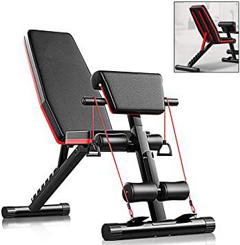 AJUMKER Banco de pesas plegable, banco de entrenamiento de piernas 4 en 1 para entrenamiento en casa, gimnasio, multifunción Antideslizante para de espalda abdominal Bancos de pesas de fuerza
